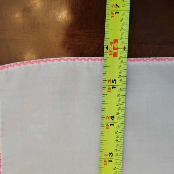 Set Of 7 Vintage Floral Embroidered Cotton Napkins With Pink Trim - Picture 6 of 6